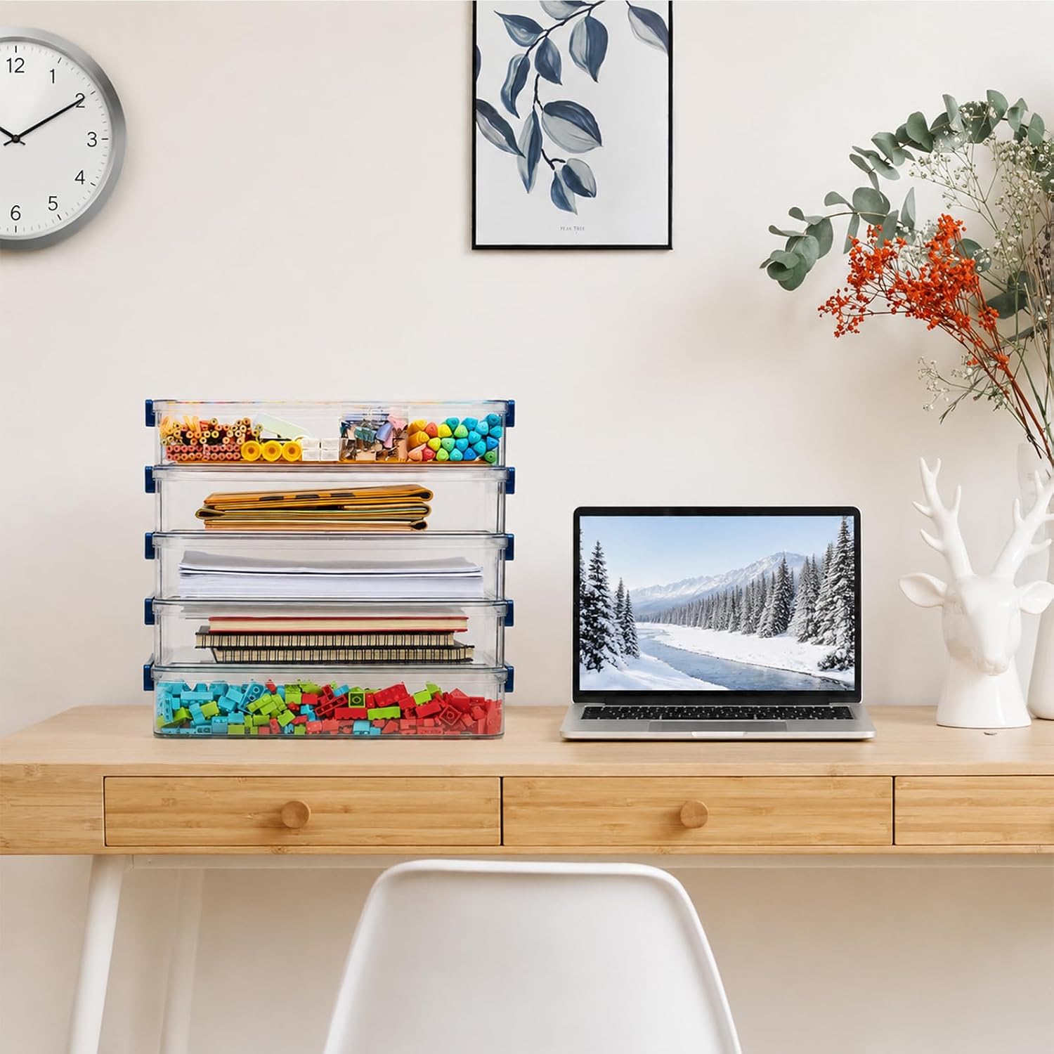 Stackable Clear Storage Bins - Hình 2